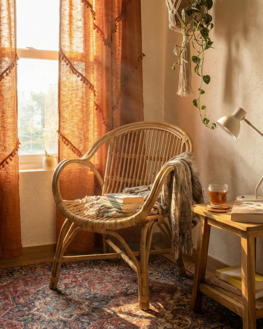 Rust Sunshine Window Curtain - Set of 2