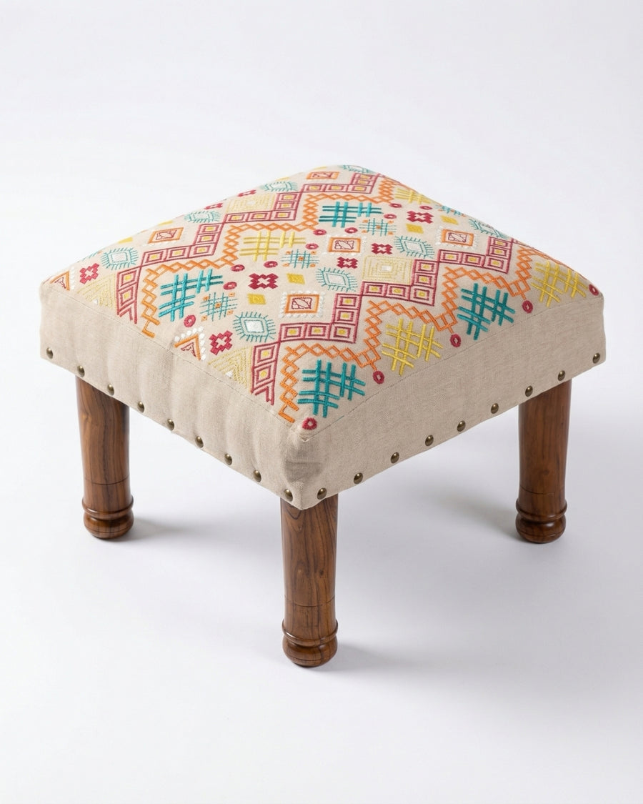 Ethnicity Embroidered Footstool