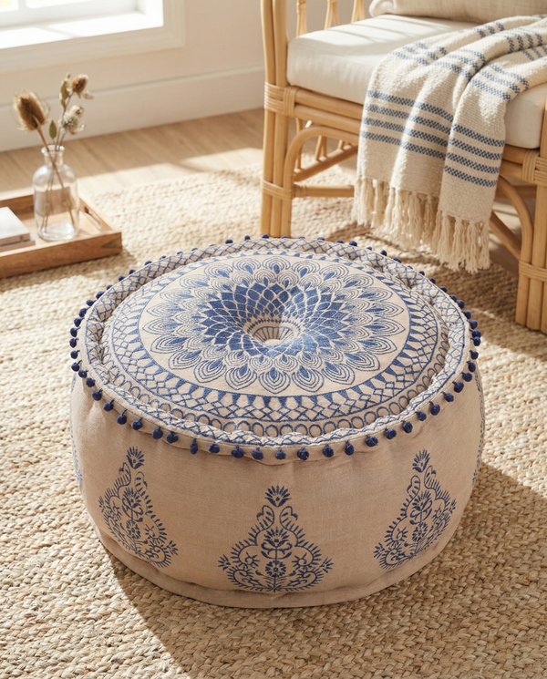 Blue Minimal Ottoman pouf