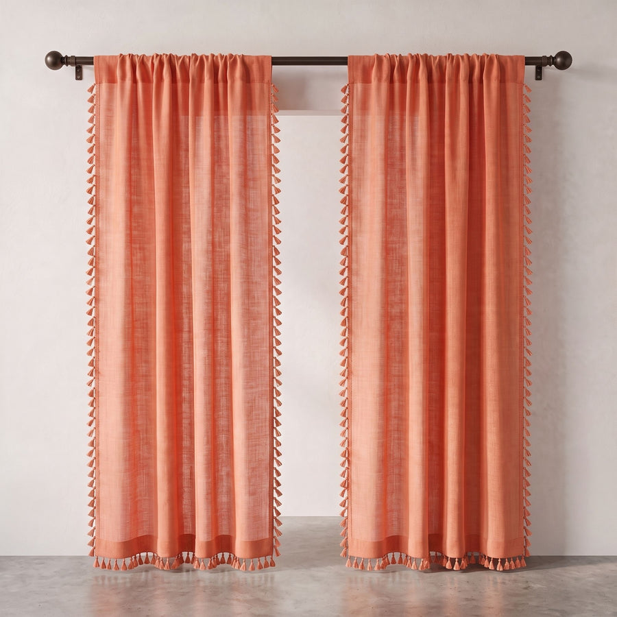 Coral Kinari Cotton Curtain photo 6
