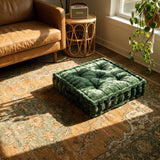 Forrest Green Velvet Haven Floor Cushion