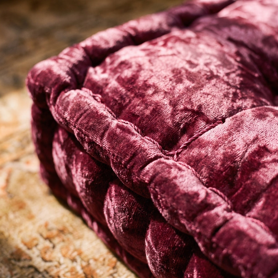 Plum Velvet Haven Floor Cushion - close up