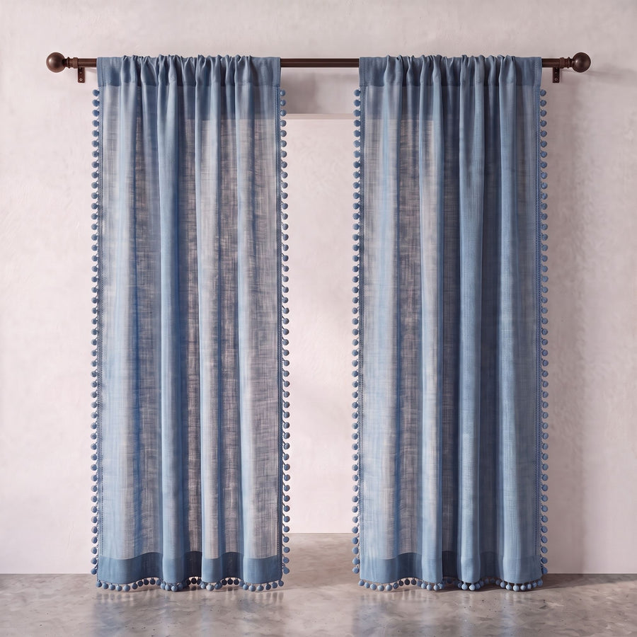 Powder Blue Mela Cotton Curtain photo 5