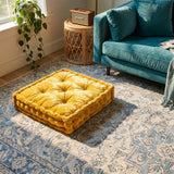 Yellow Velvet Haven Floor Cushion