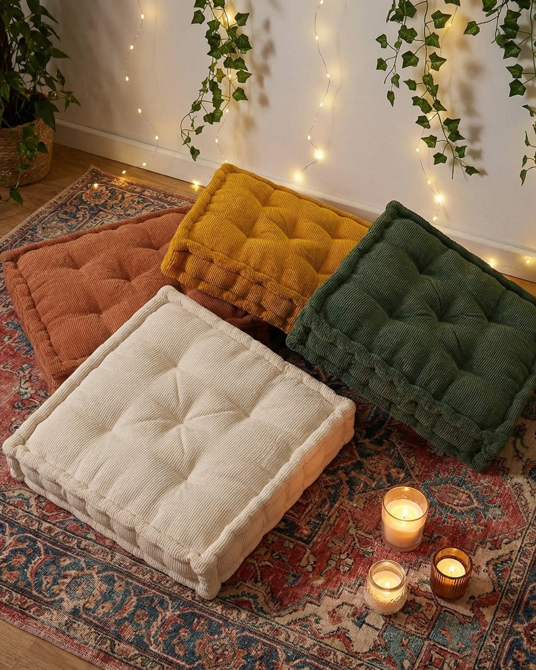 Ivory Dreamy Corduroy Floor cushion