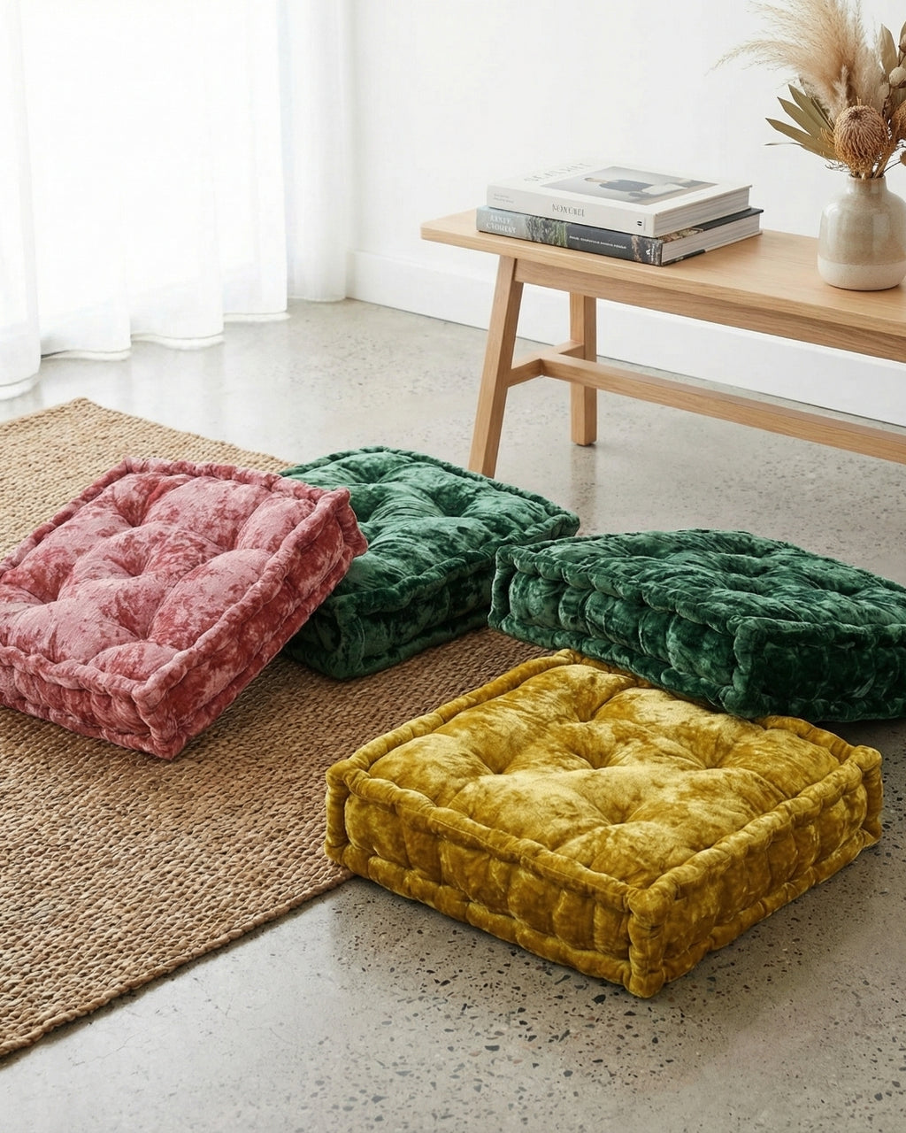 Green Velvet Haven Floor cushion