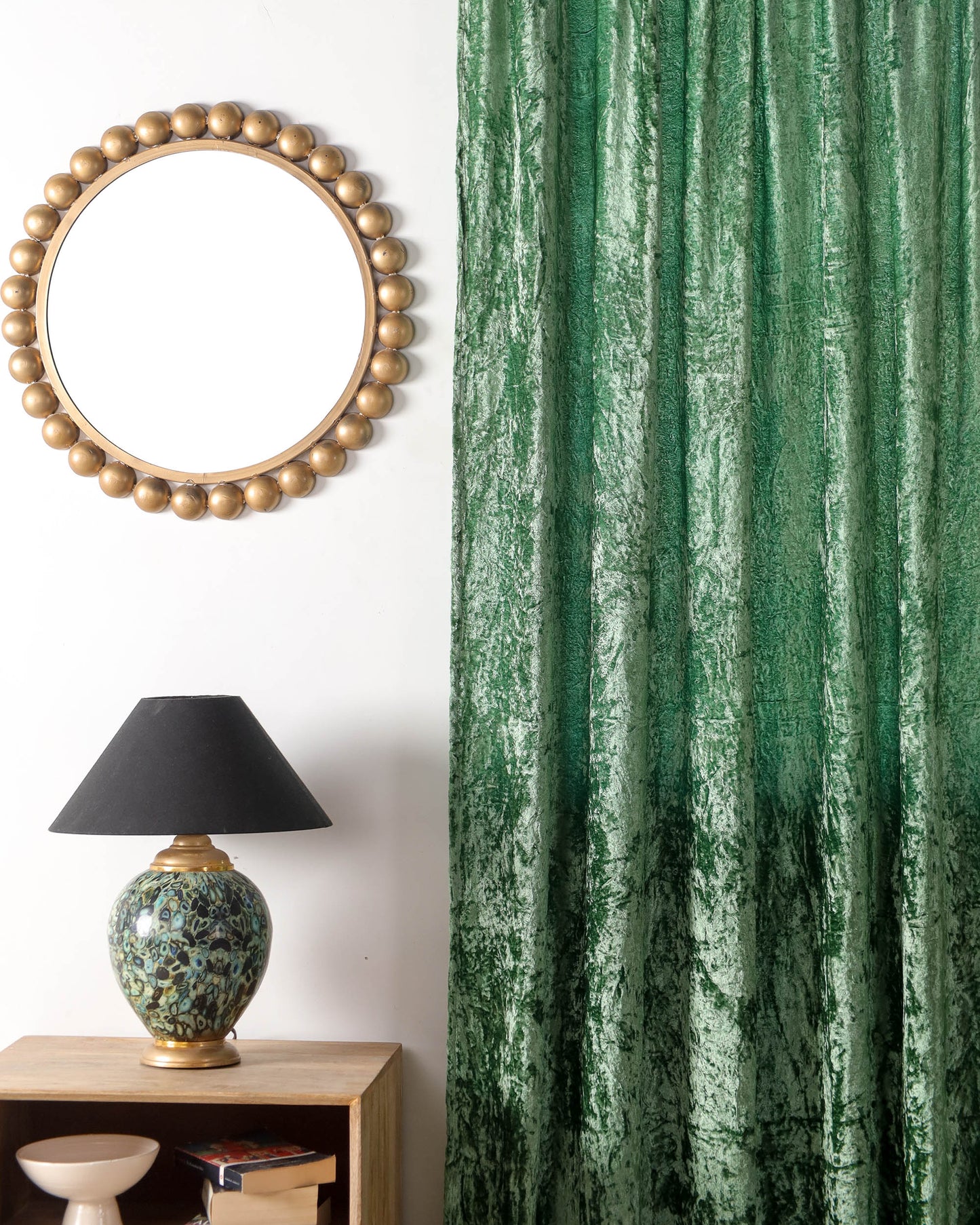 Sage Green Velvet Curtain - Set of 2