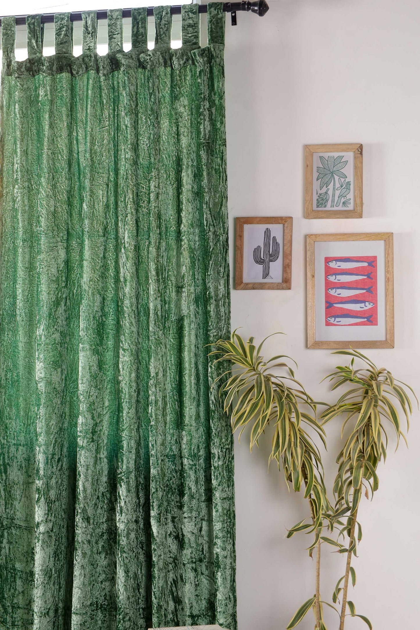 Sage Green Velvet Curtain - Set of 2