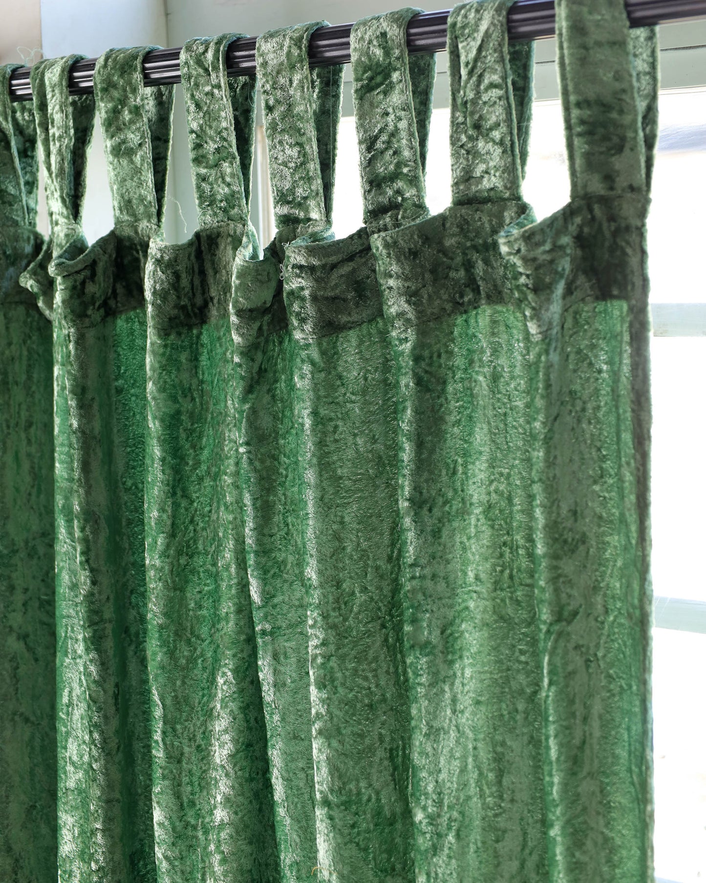 Sage Green Velvet Curtain - Set of 2