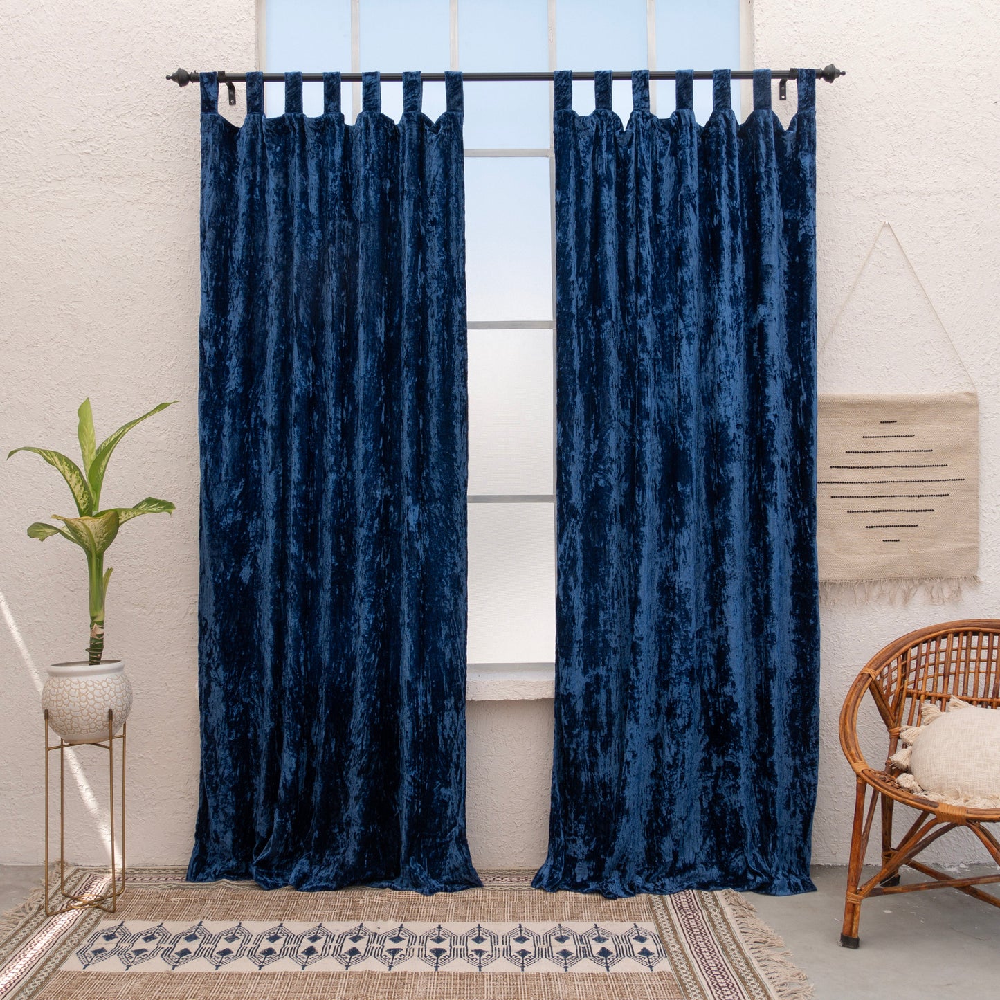 Blue Velvet Curtain - Set of 2 - I