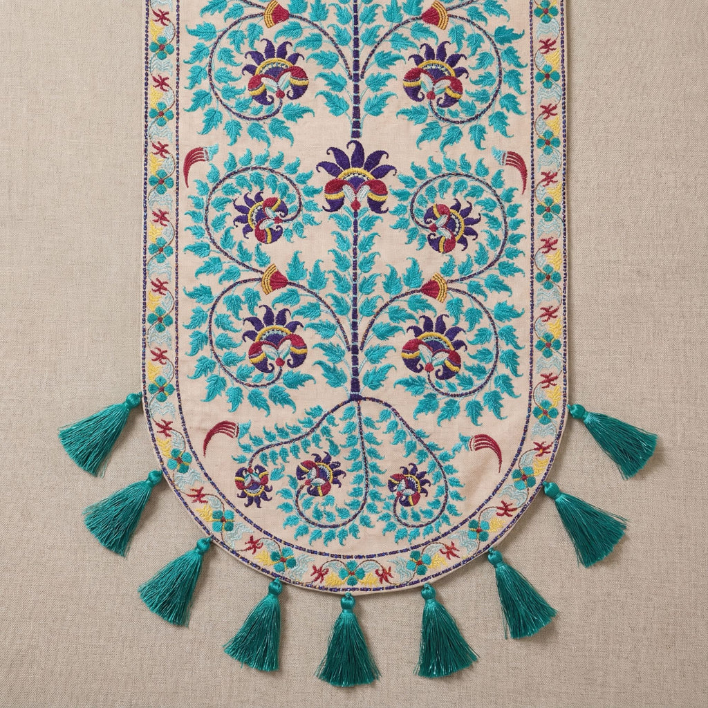 Teal Wildflower Table Runner