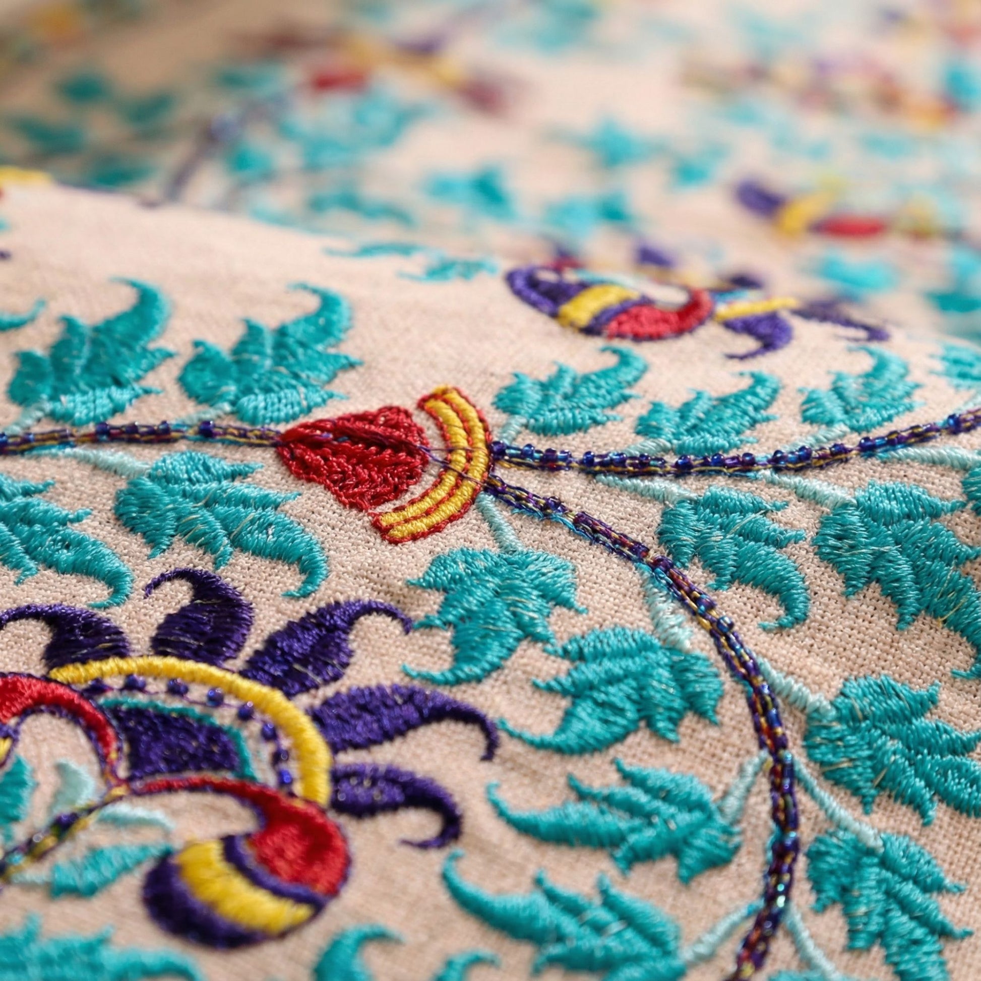 Teal Wildflower Table Runner