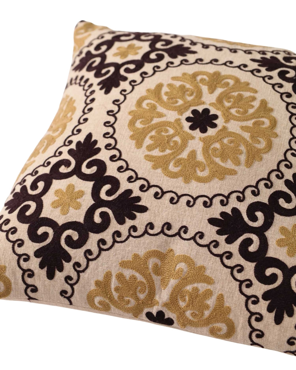 Gold Suzani Throw Pillow
