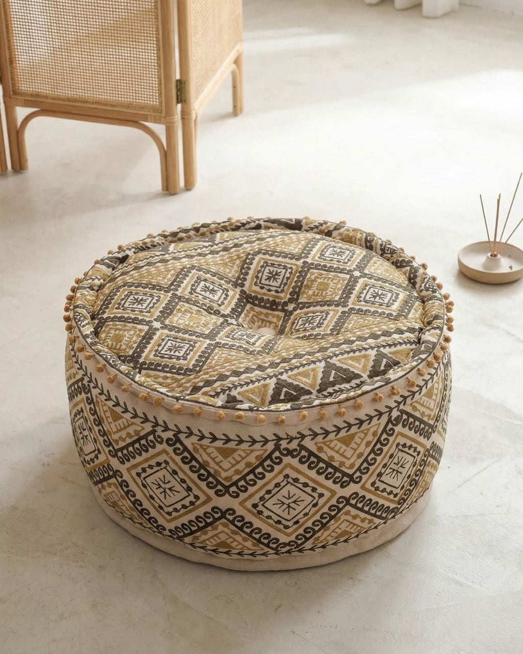 Golden Petal Ottoman Pouf