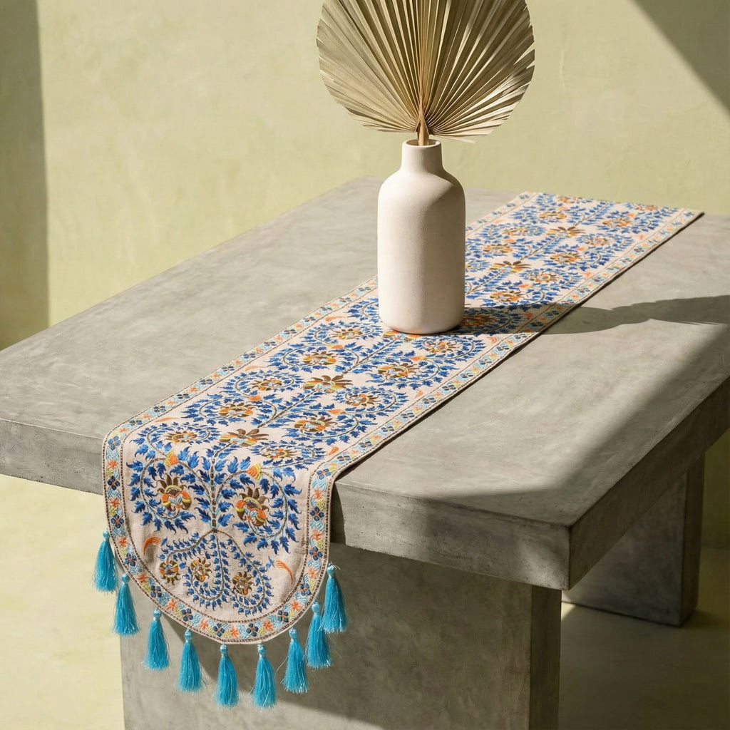 Blue Wildflower Table Runner