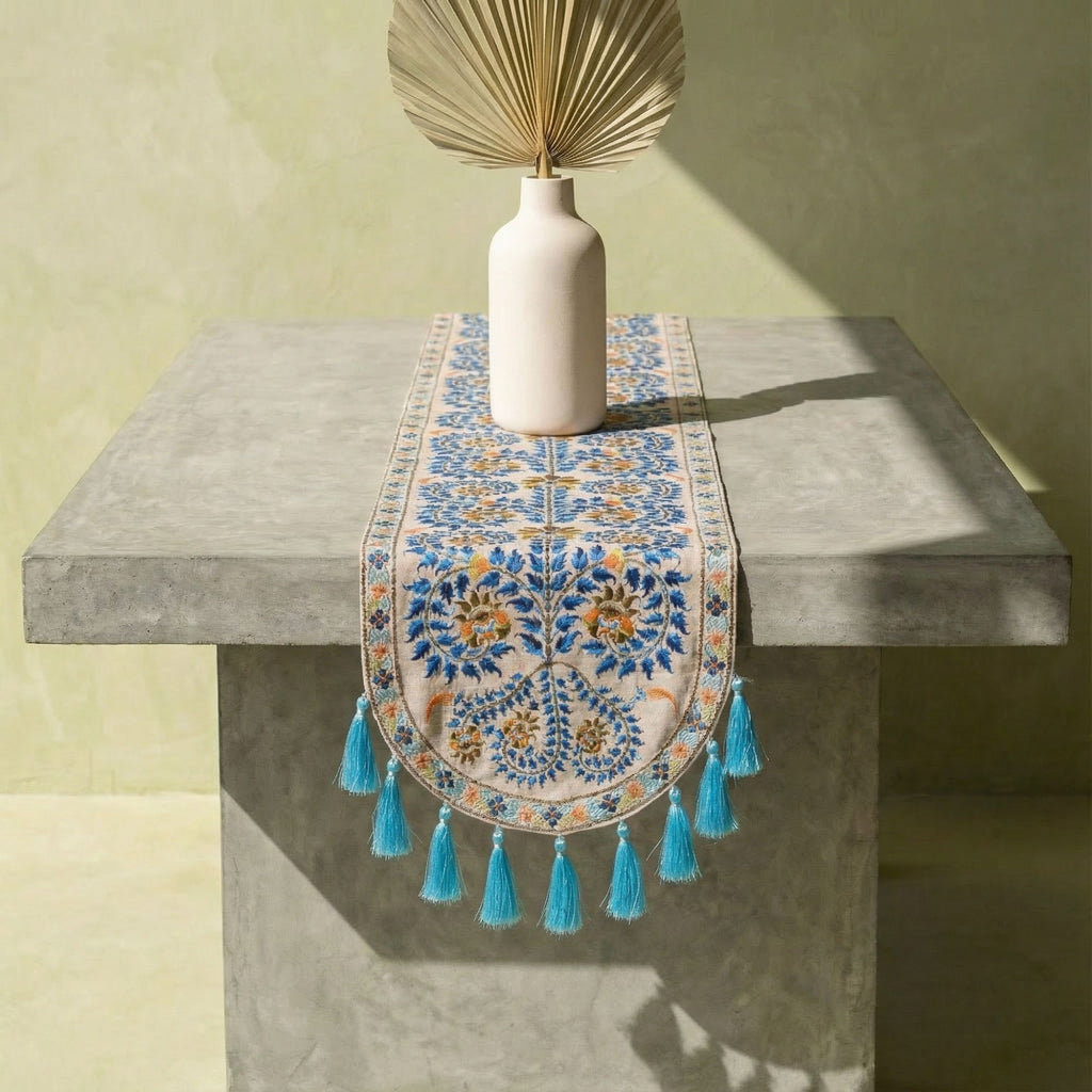 Blue Wildflower Table Runner