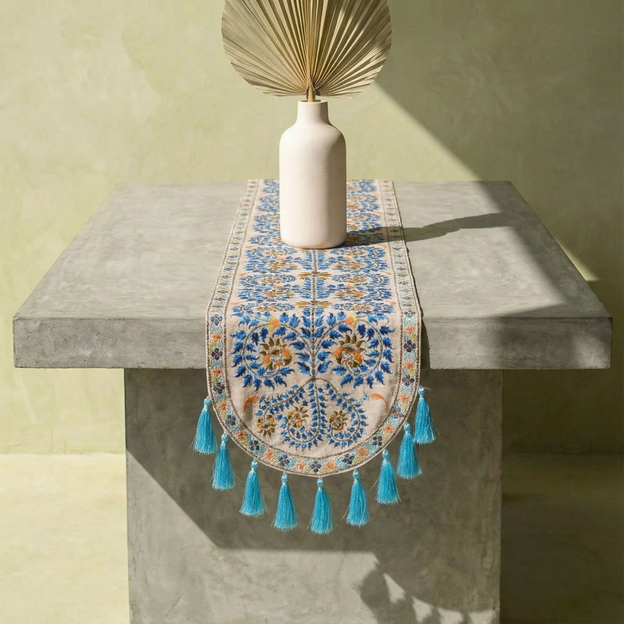 Blue Wildflower Table Runner