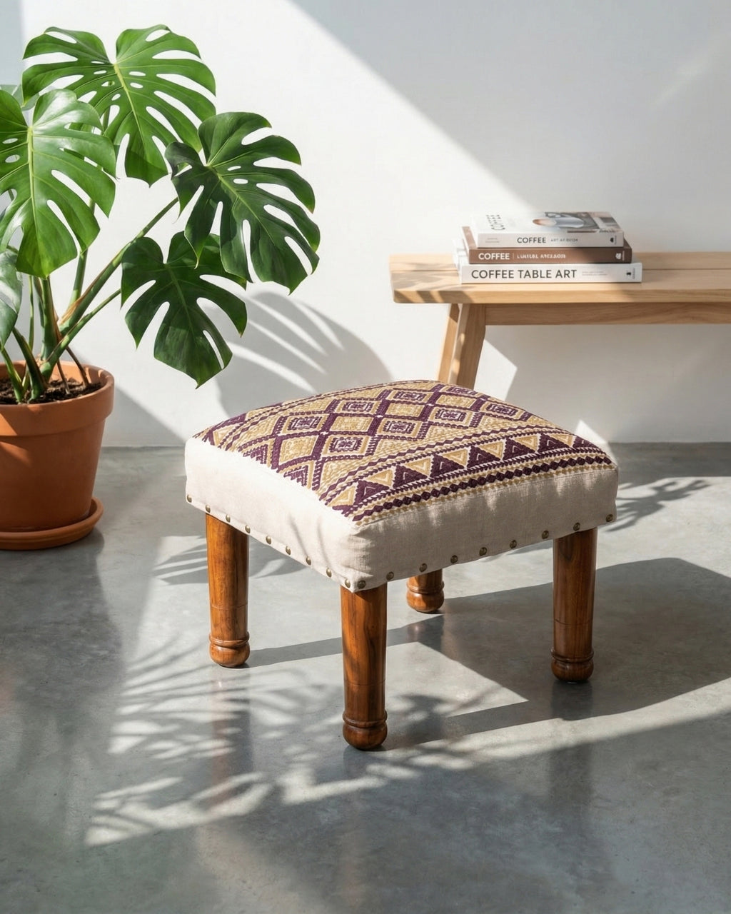 Golden Petal Footstool