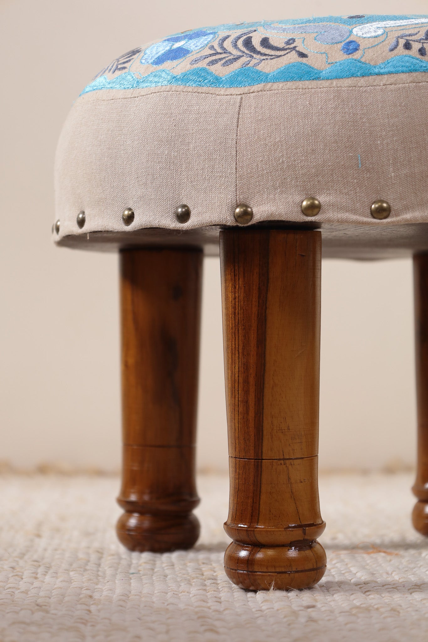 Blue Whimsical Footstool