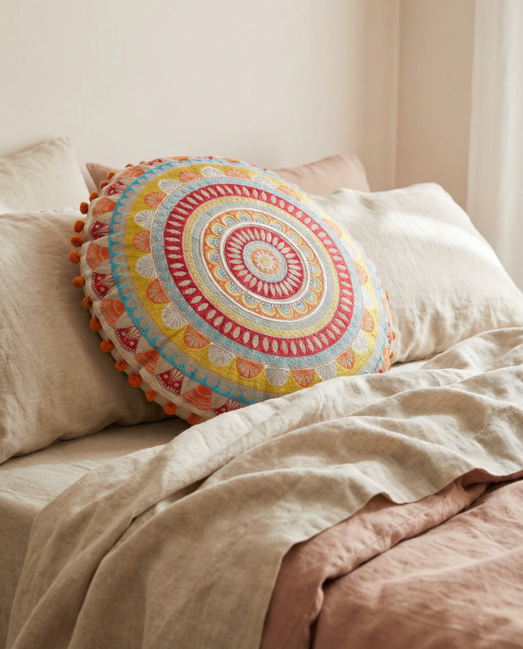 Yellow Geometric Gathering Floor Cushion Cover