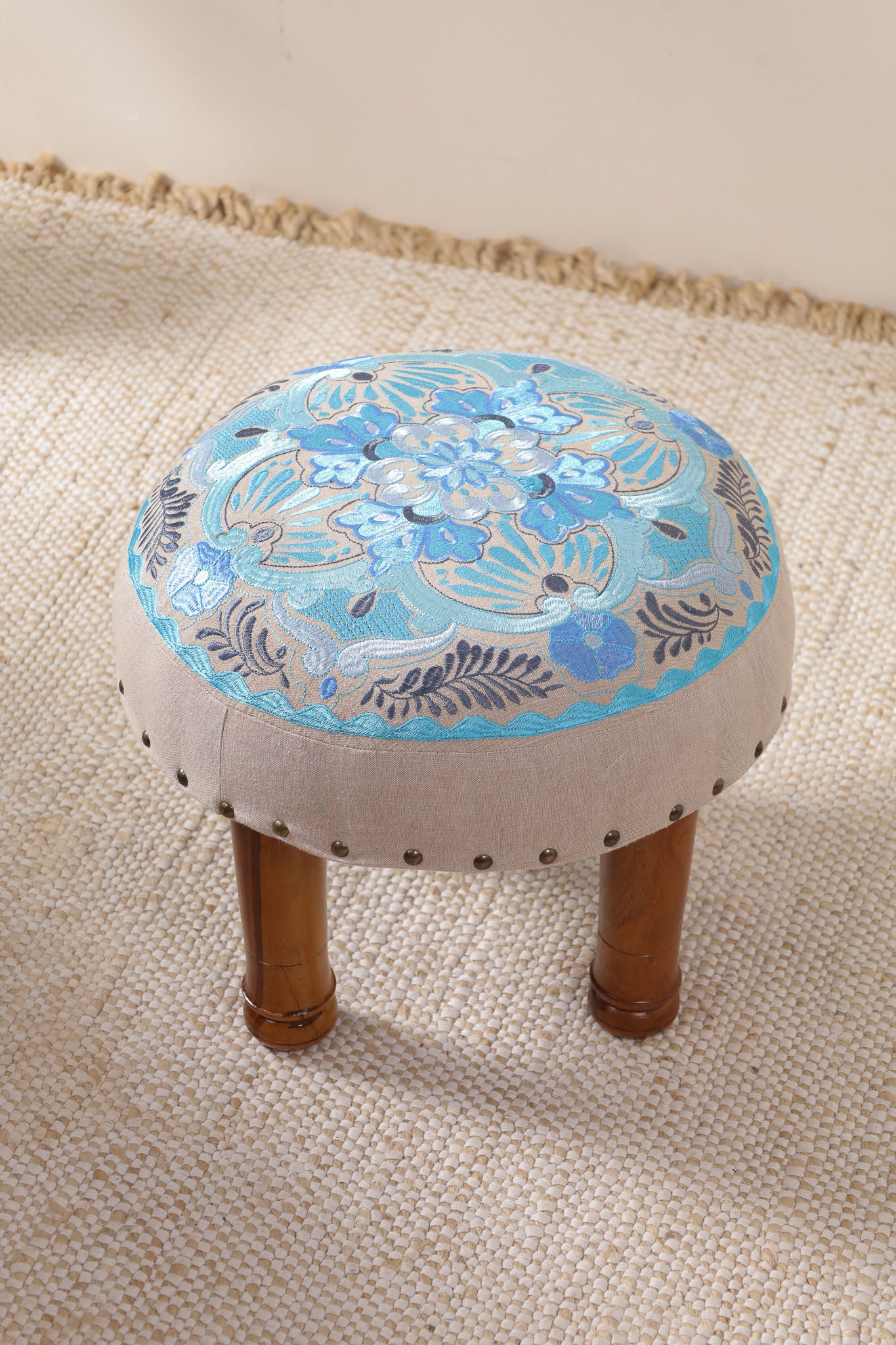 Blue Whimsical Footstool