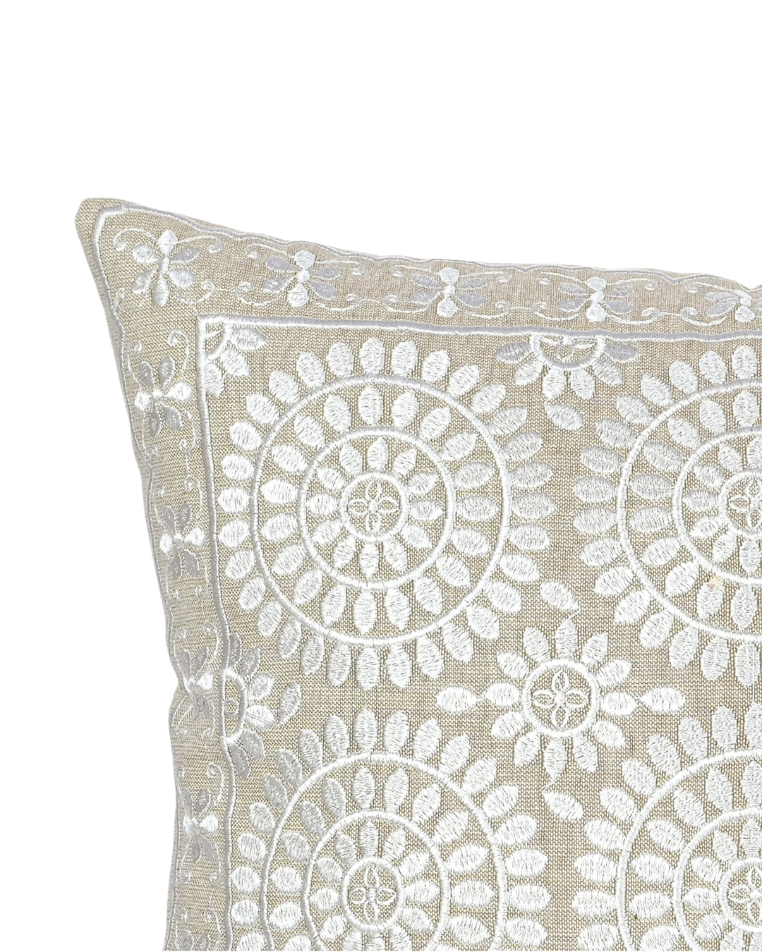 White Geometric Jaipur Throw Pillow Cover