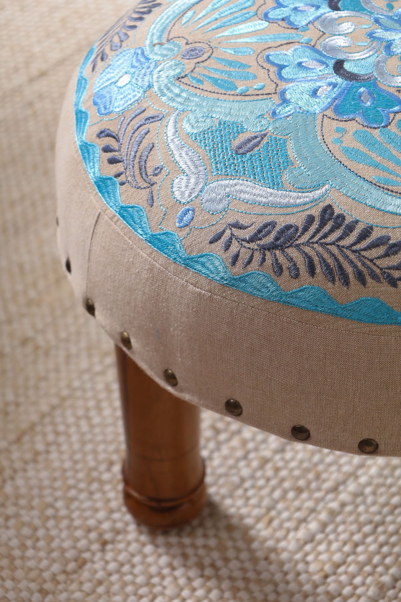 Blue Whimsical Footstool