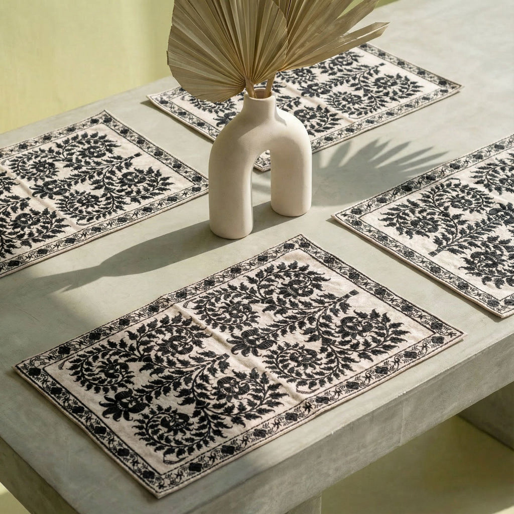 Black Wildflower Placemat