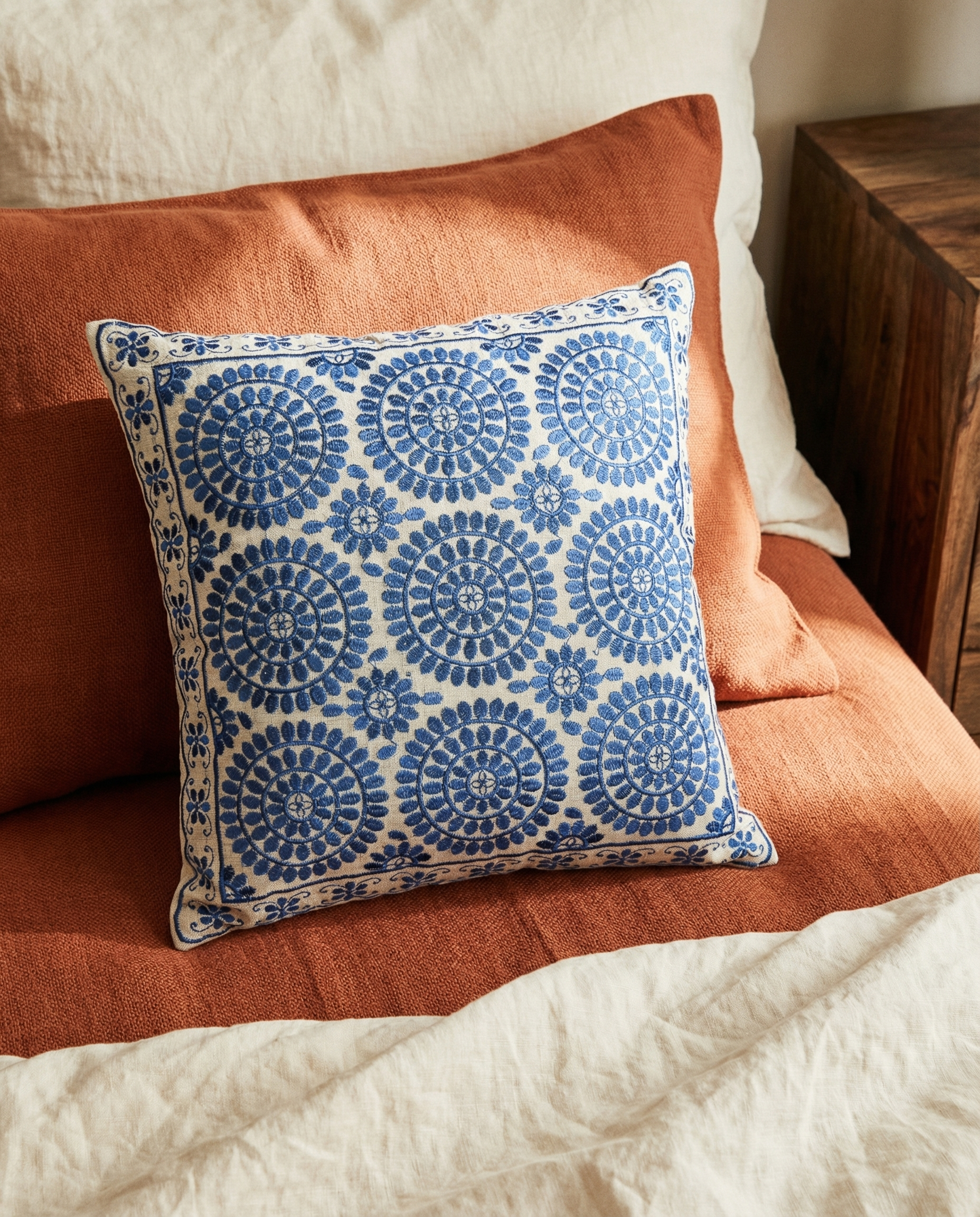Blue Geometric Jaipur Throw Pillow Cover