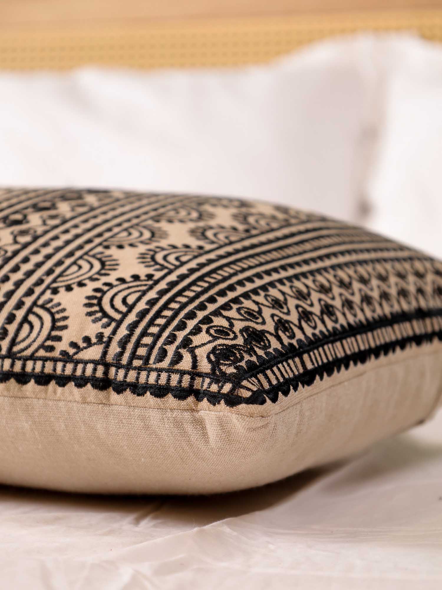 Black Geometric Dunes Long Pillow