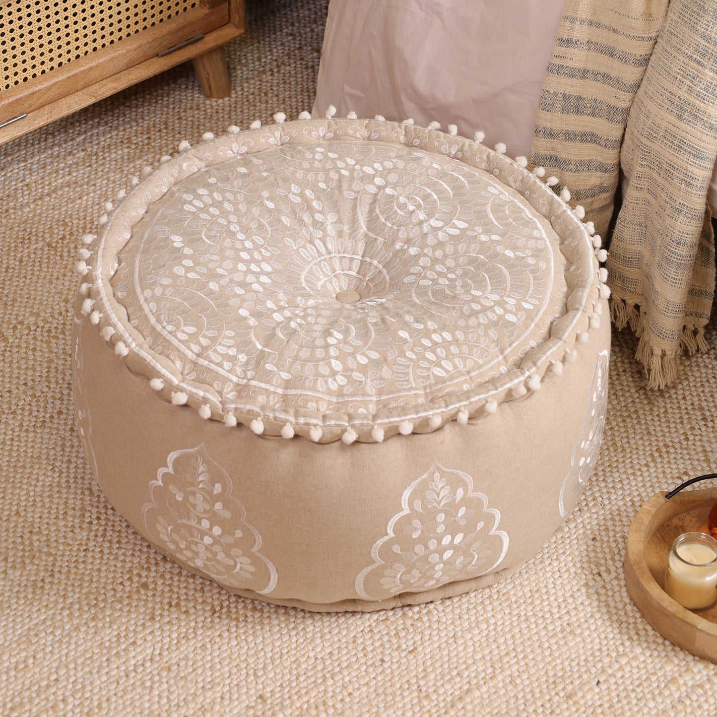 White Euphoria Ottoman pouf