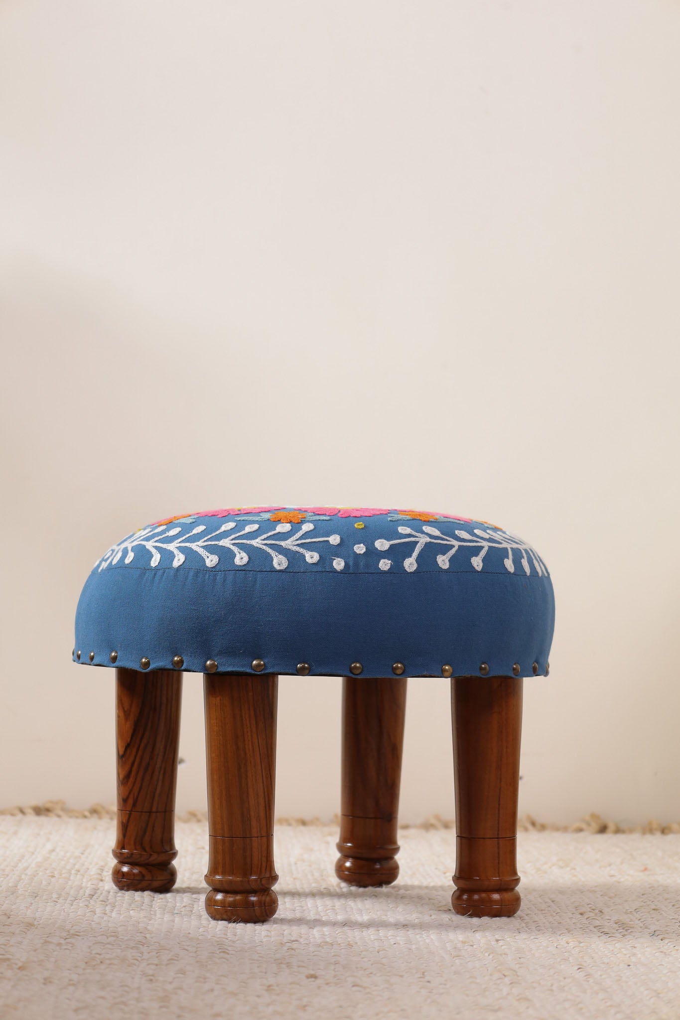 Blue Meadows Footstool