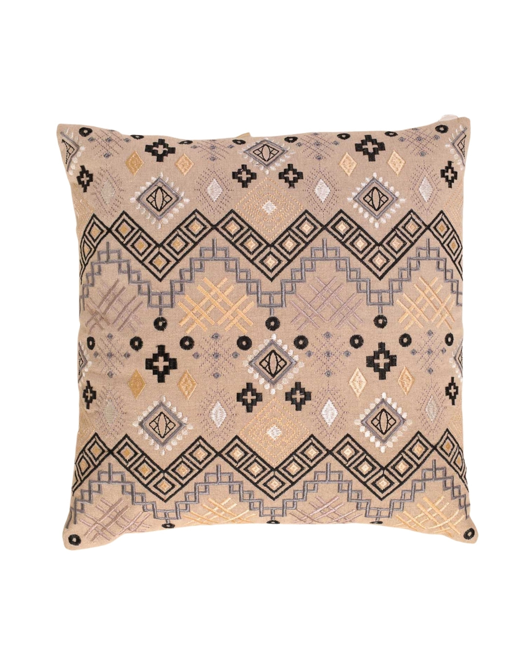 Gray Ethnicity Embroidered Throw Pillow Cover
