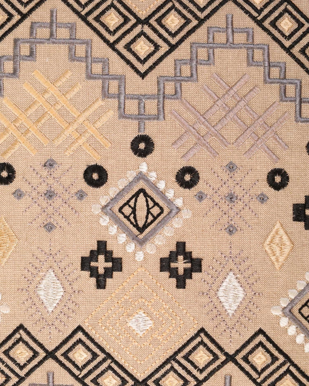 Gray Ethnicity Embroidered Throw Pillow Cover