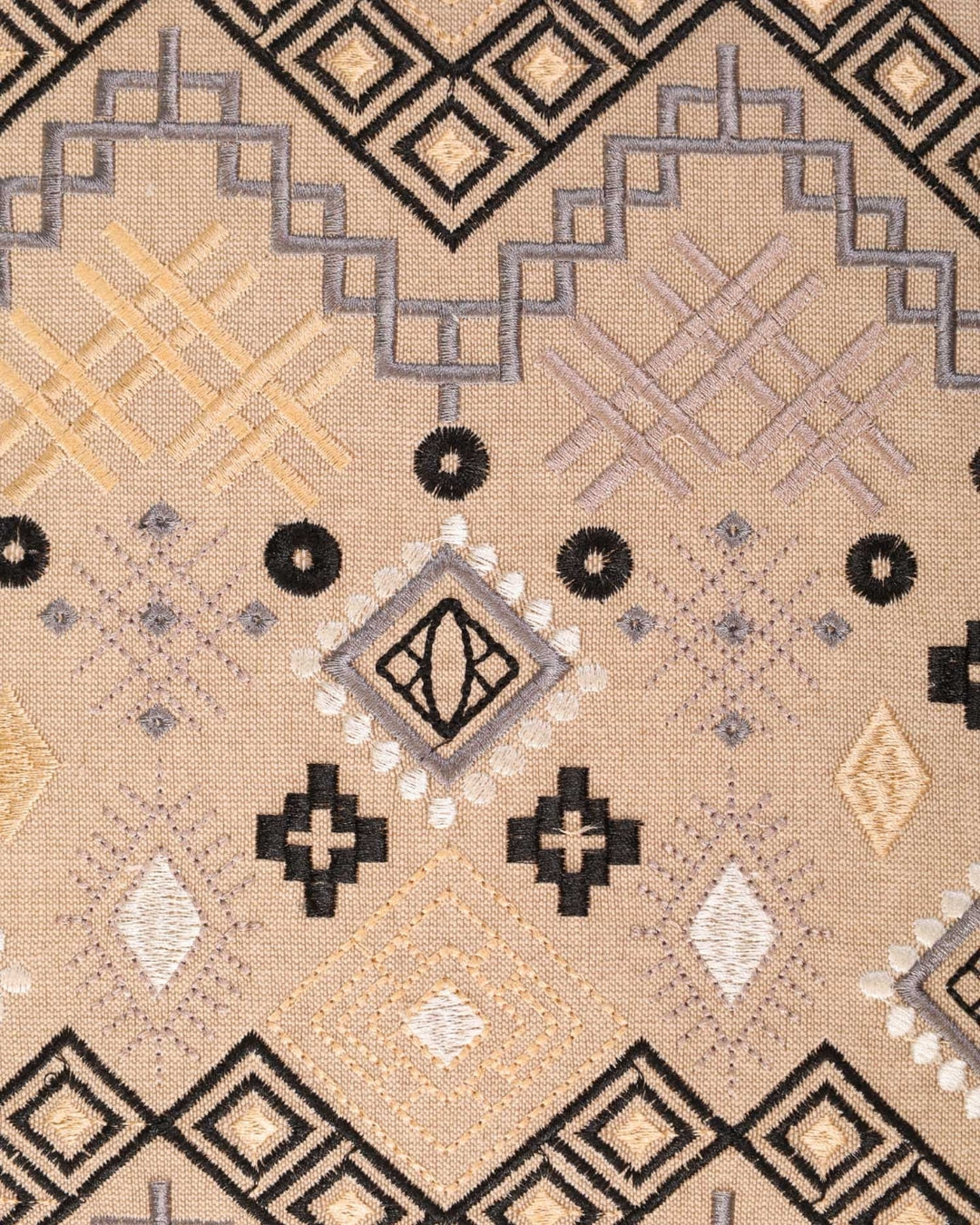 Gray Ethnicity Embroidered Throw Pillow Cover