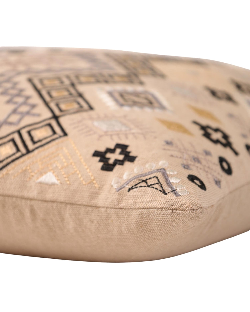 Gray Ethnicity Embroidered Throw Pillow Cover