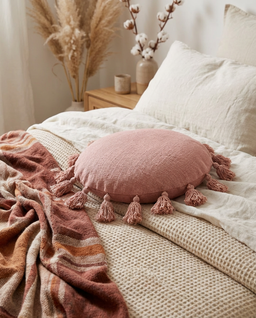 Pink Talking Tassels Cushion