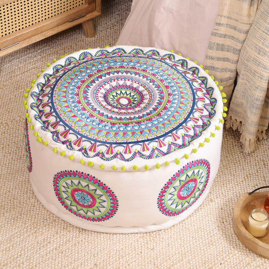 Green Geometric Artistry Ottoman pouf