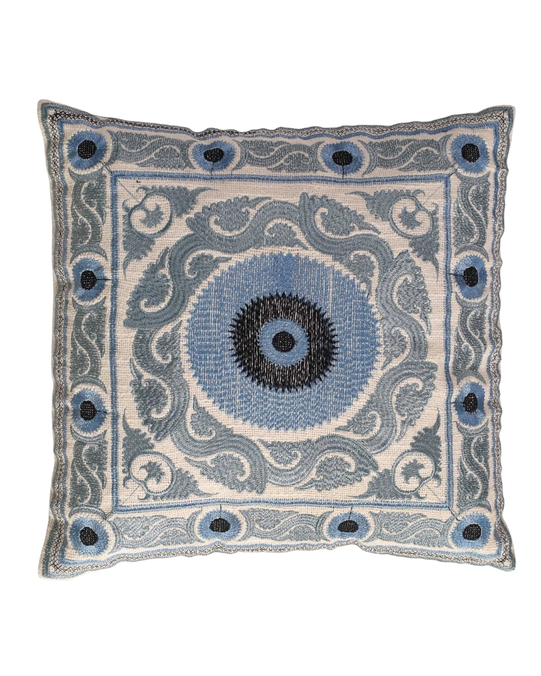 Gray Suzani Throw Pillow Cover
