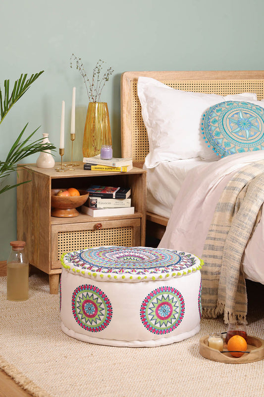 Green Geometric Artistry Ottoman pouf