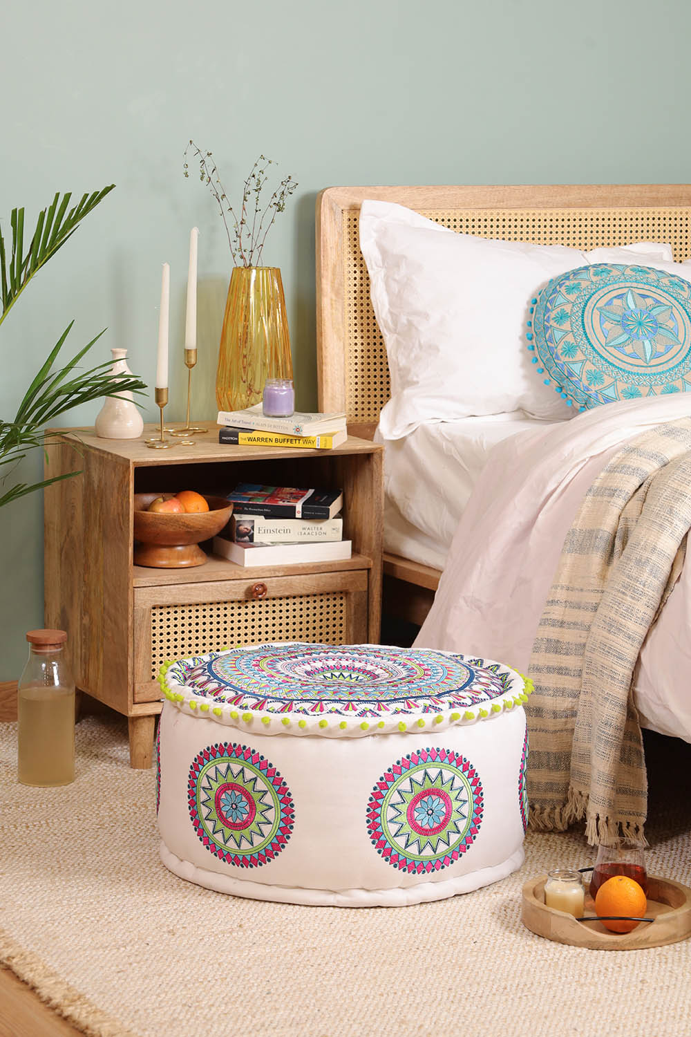 Green Geometric Artistry Ottoman pouf - O