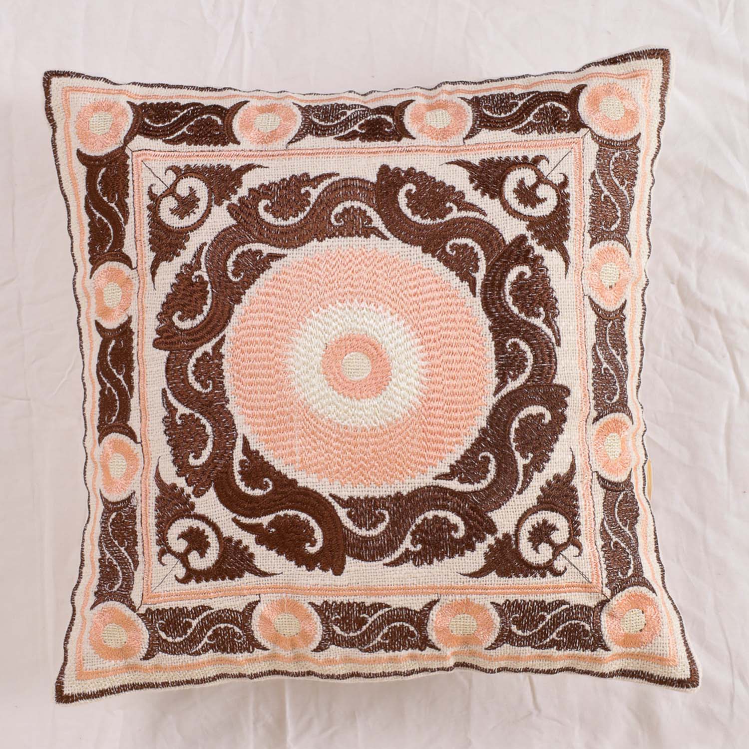 Brown Suzani Throw Pillow Cover