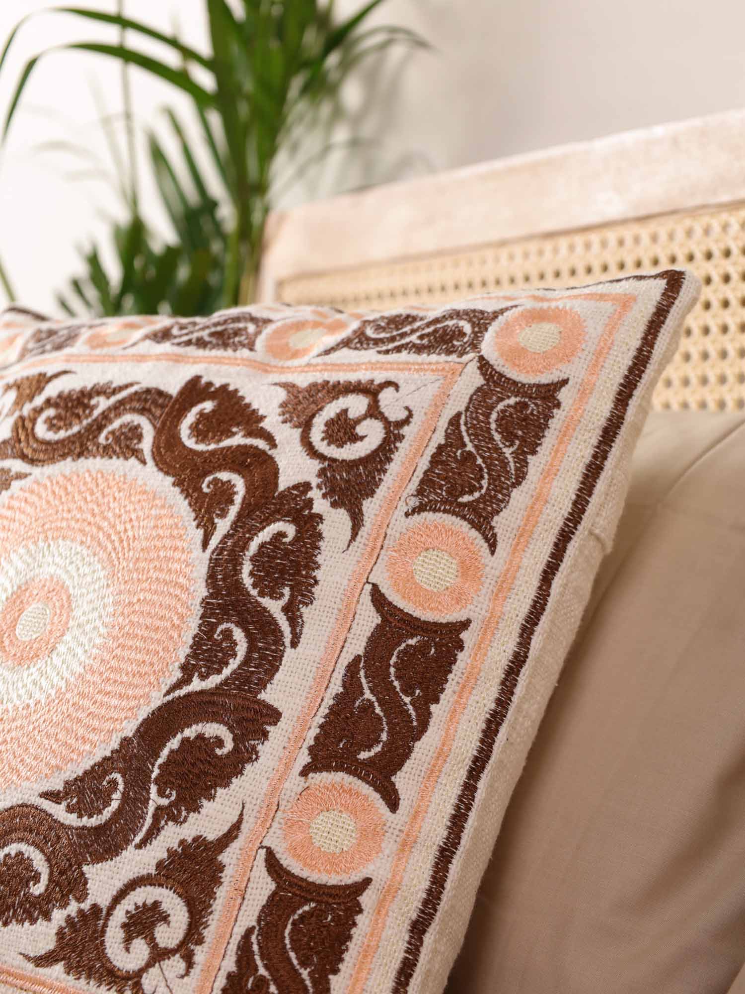 Brown Suzani Throw Pillow Cover