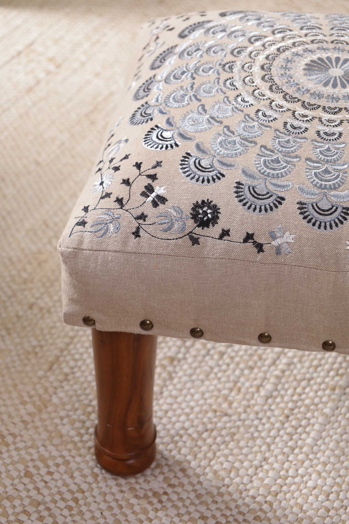 Grey Mandala Footstool