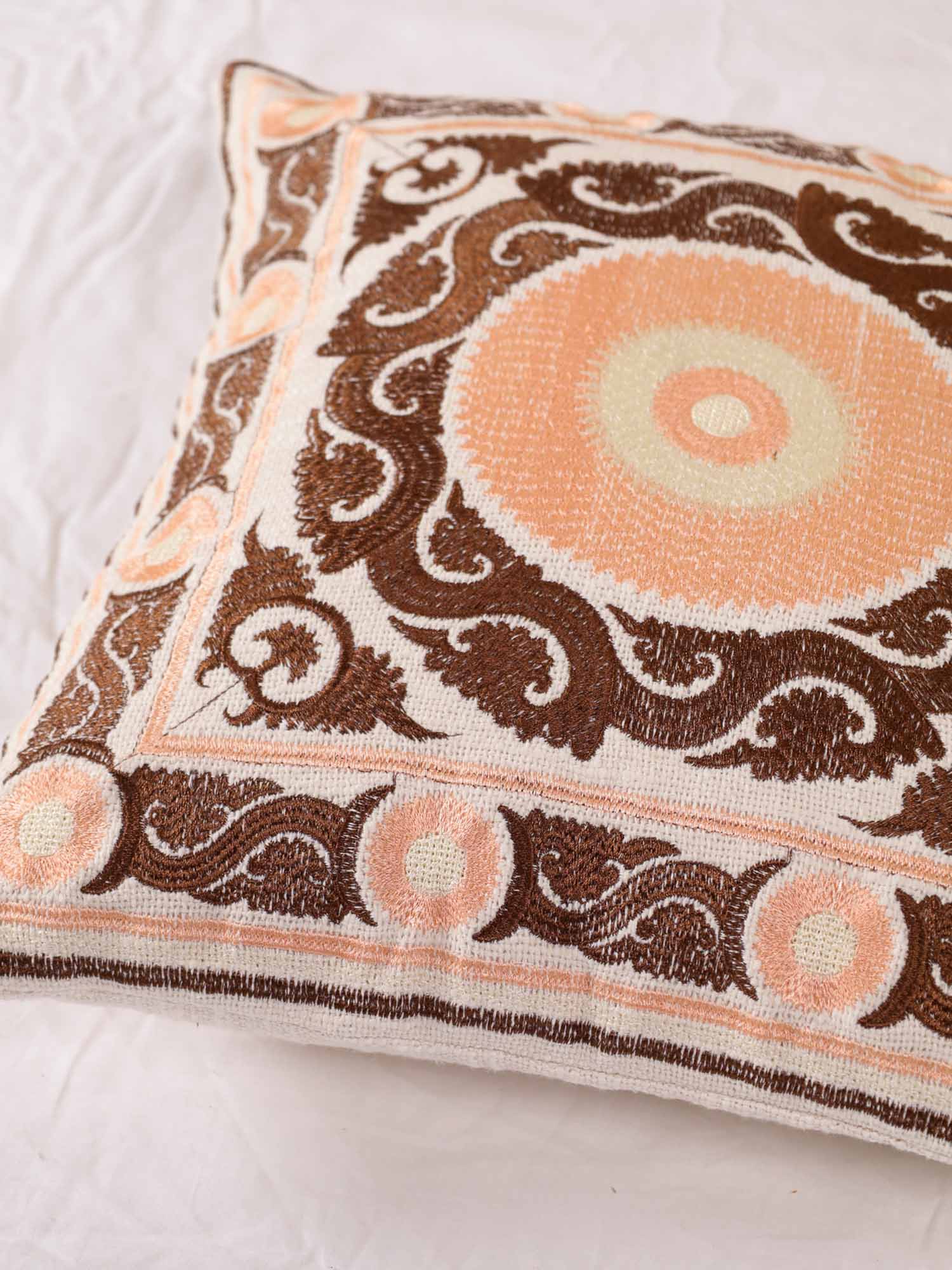 Brown Suzani Throw Pillow Cover