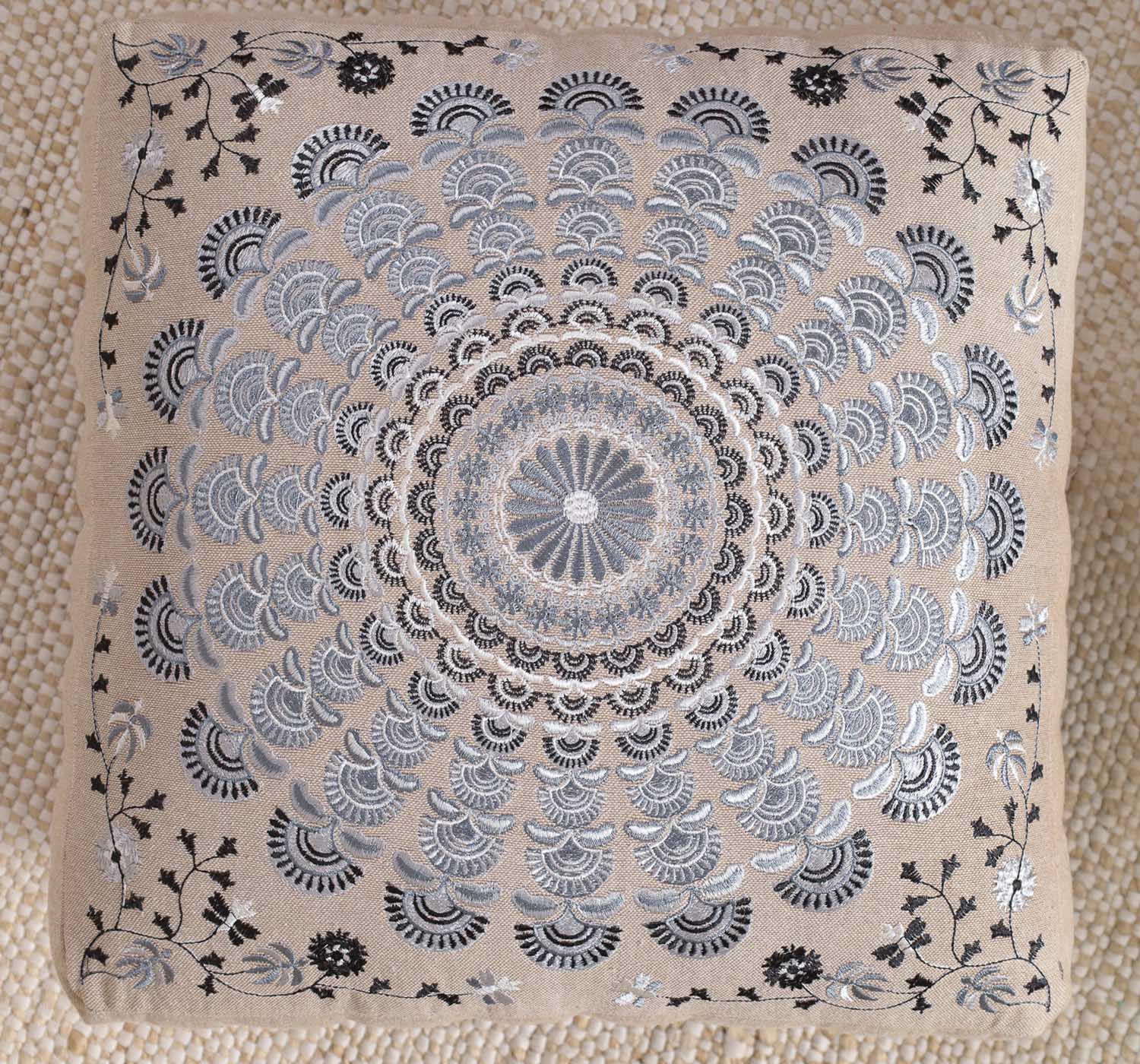 Grey Mandala Footstool