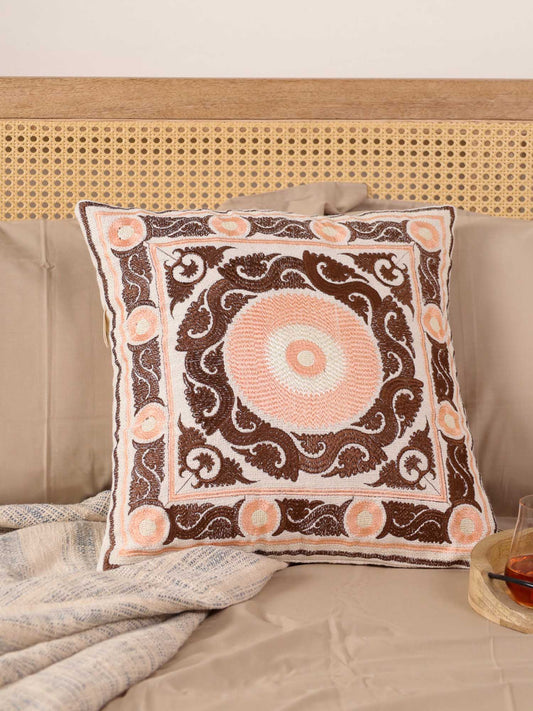 Brown Suzani Throw Pillow Cover