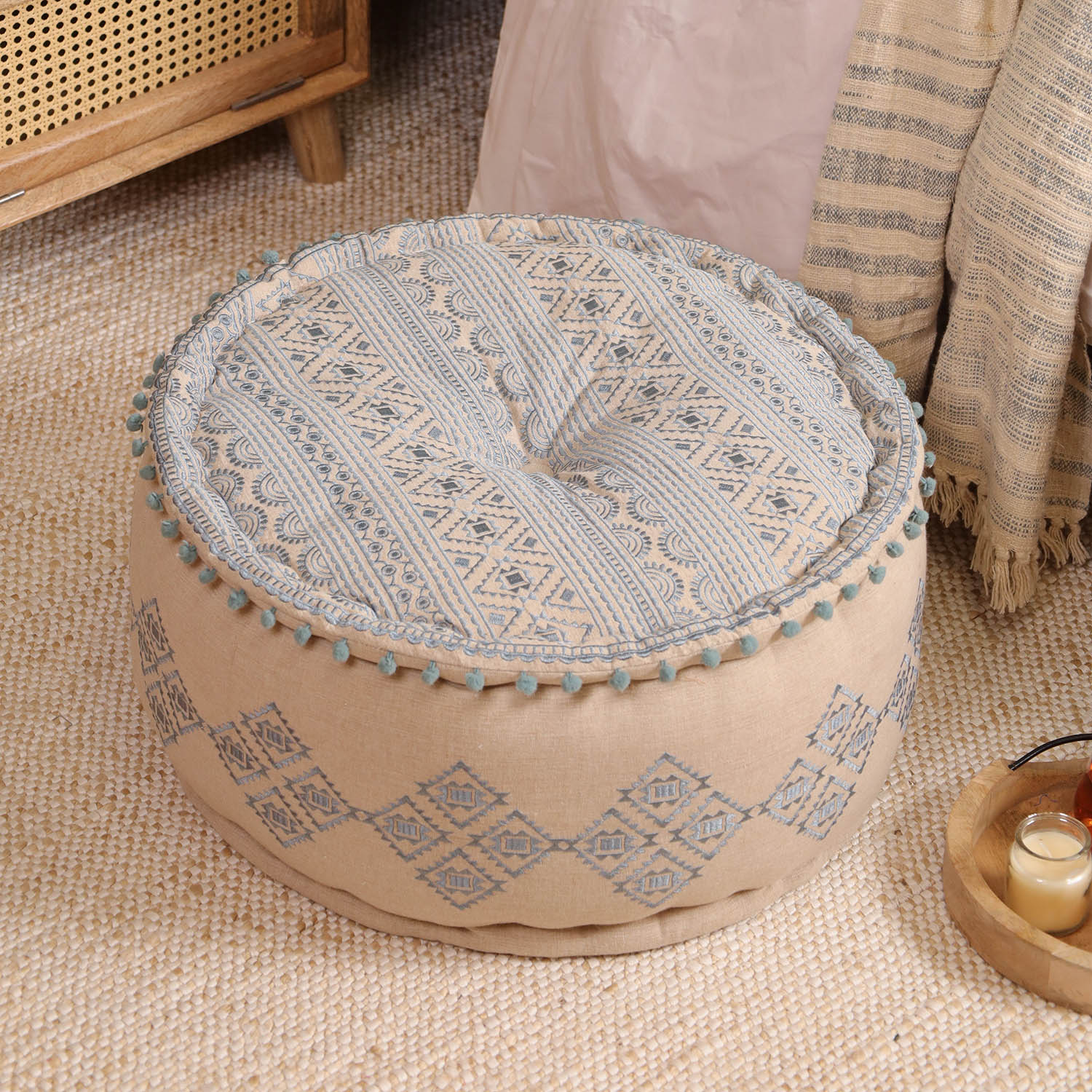 Gray Gypsy Geometric Ottoman pouf