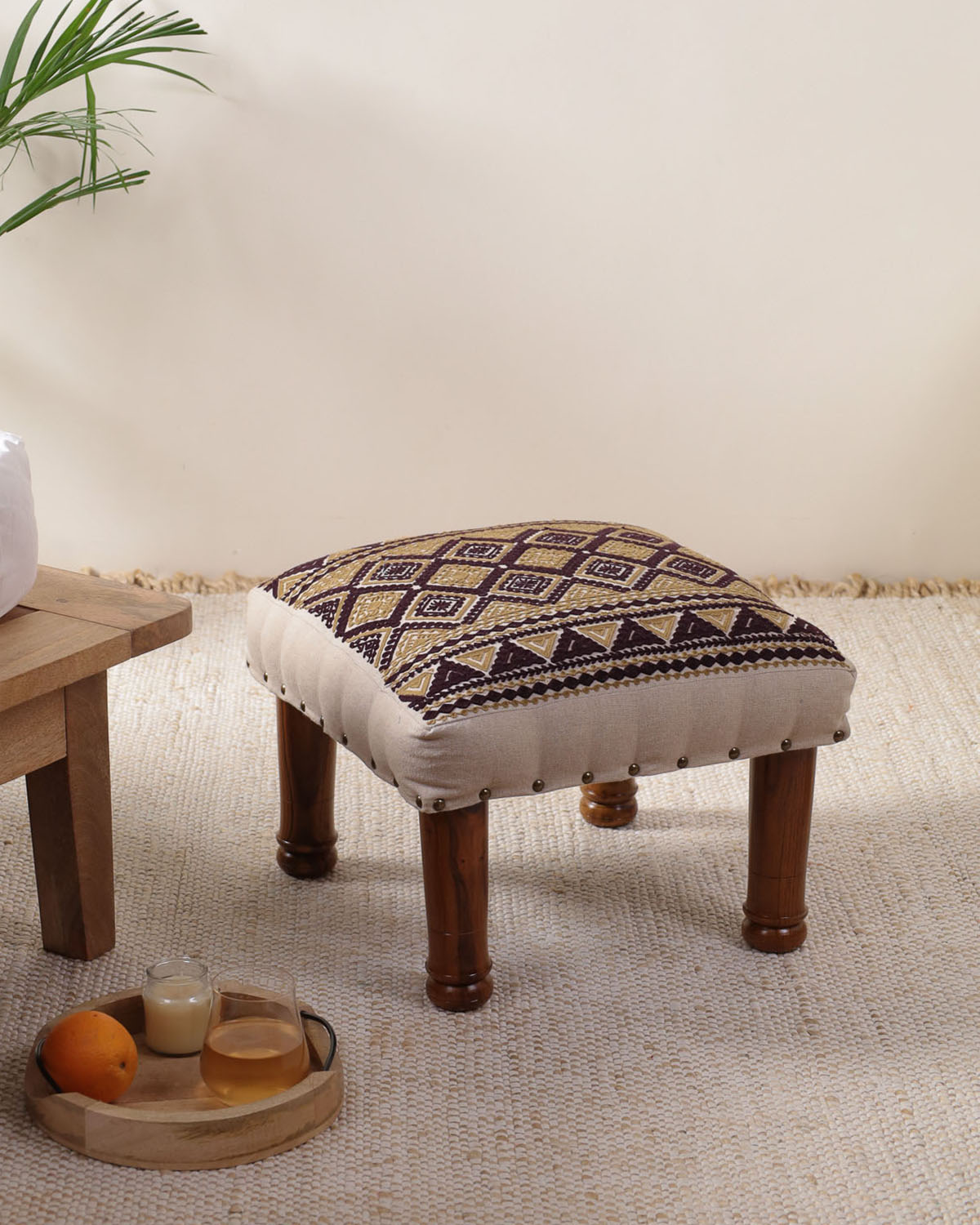 Golden Petal Footstool