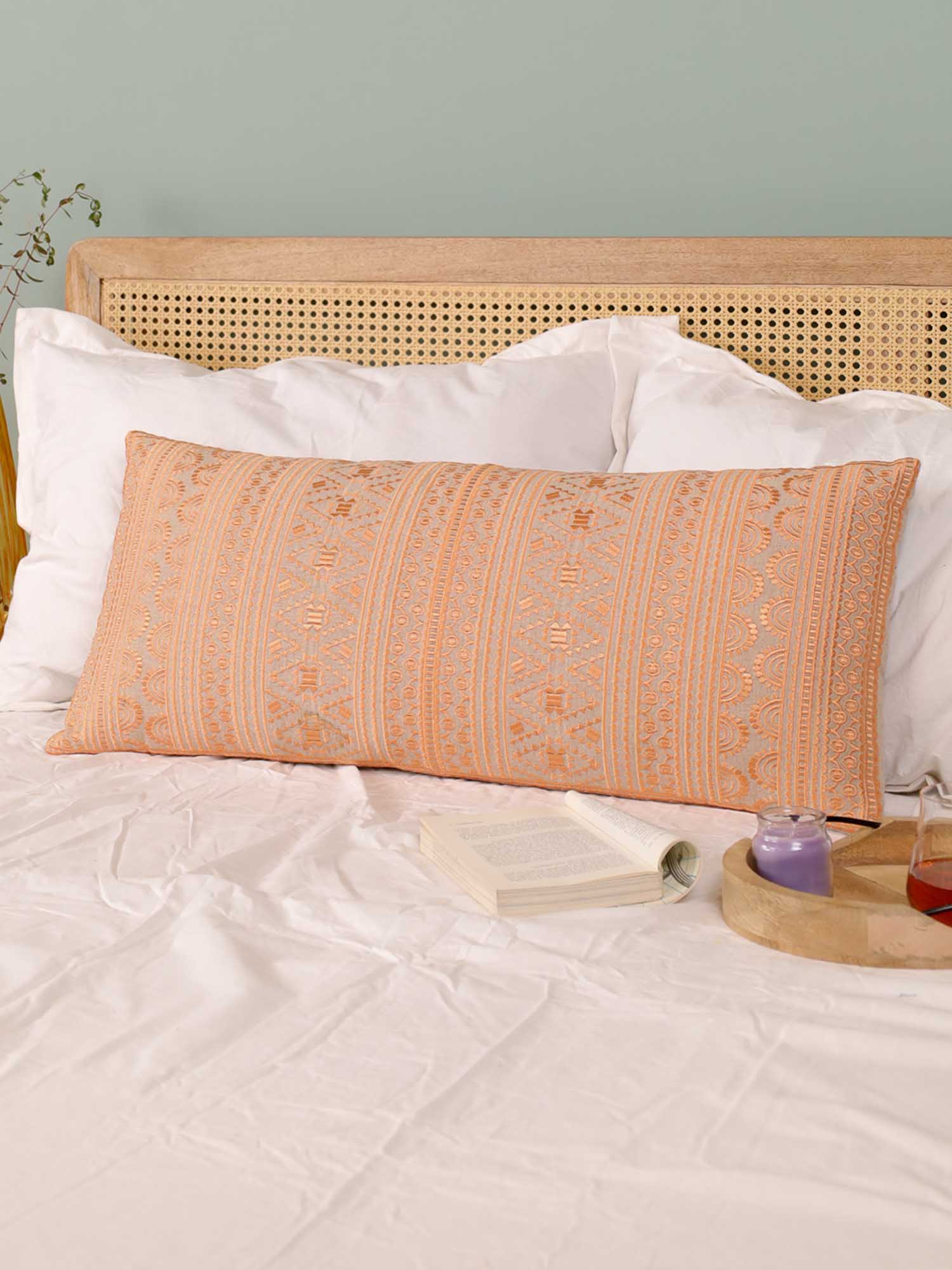 Peach Geometric Dunes Long Pillow